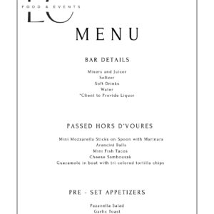 Sample Event Menu 1